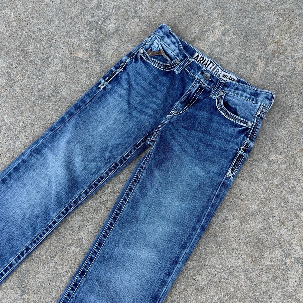 Ariat Boys Youth Size 14 (28x30) B4 Relaxed Boot Denim Jeans Durango Coltrane - Picture 4 of 14
